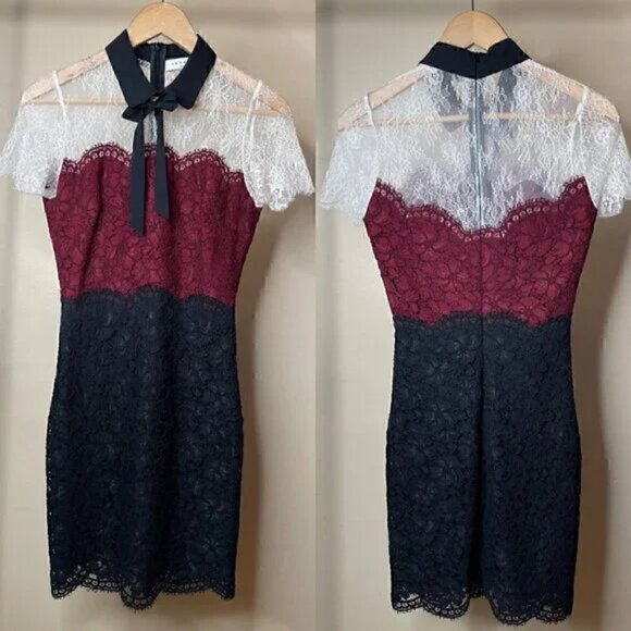 Sandro Paris Tri-Tone Lace Dress Size 1 US S - Picture 16 of 16
